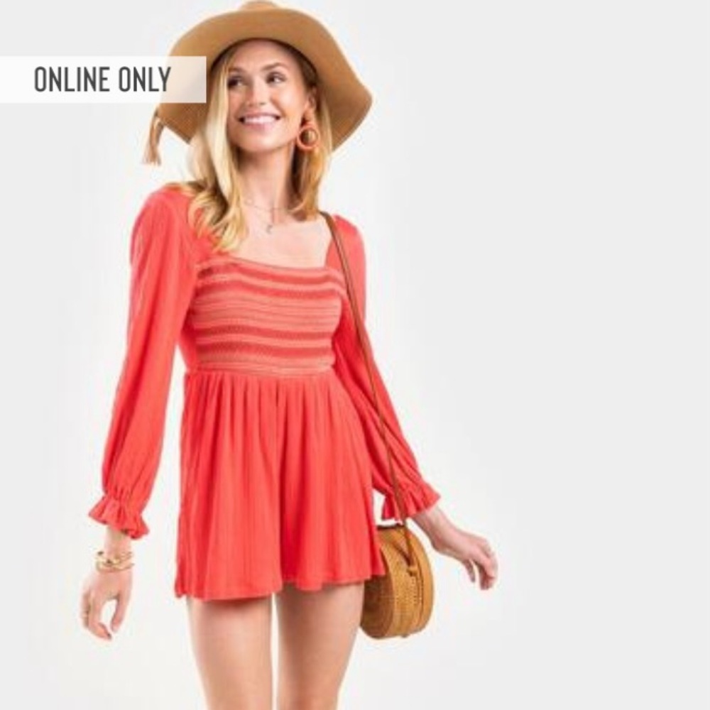 Francesca’s Amelia Embroidered Stripe Romper